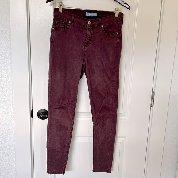 Lightweight 7 For All Mankind Red Maroon Burgundy b(air) skinny jeans - Picture 3 of 7